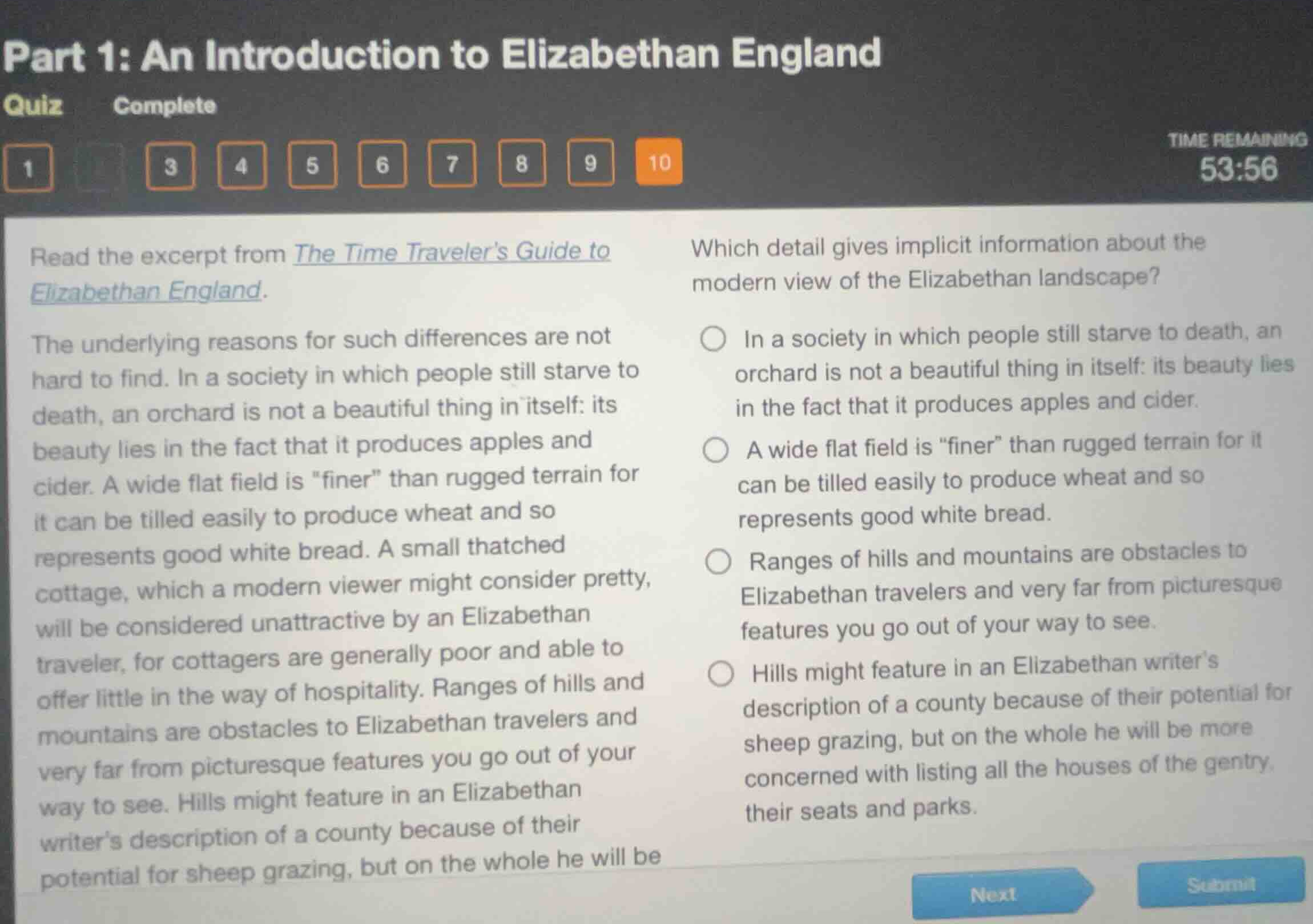 read the excerpt from the time travelers guide to elizabethan england. …