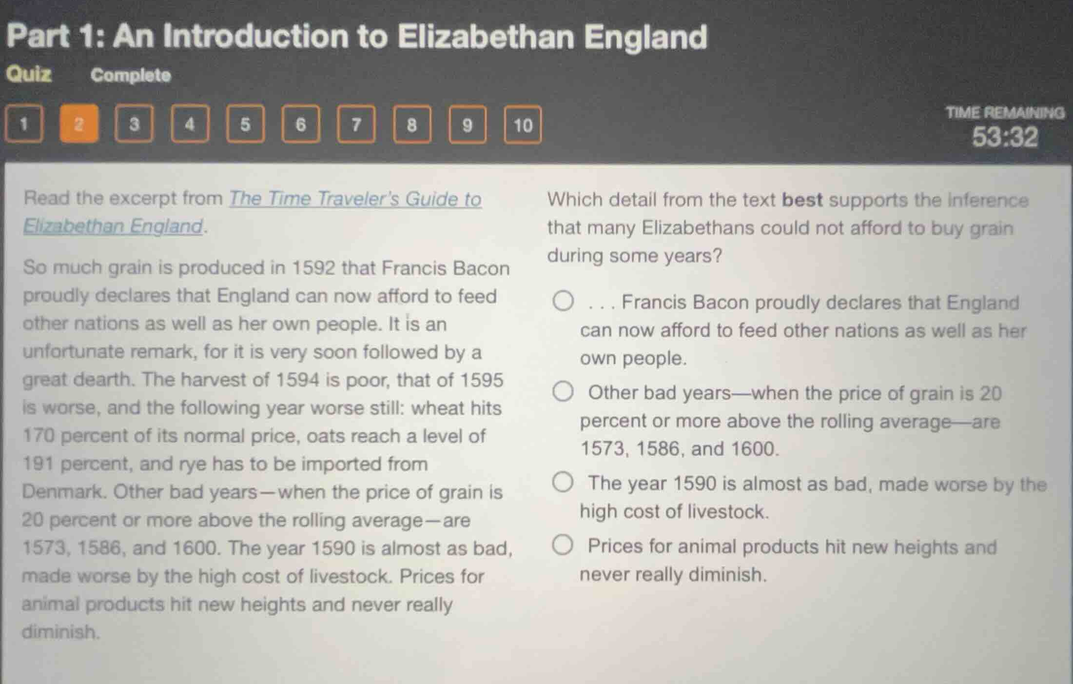 read the excerpt from the time travelers guide to elizabethan england. …