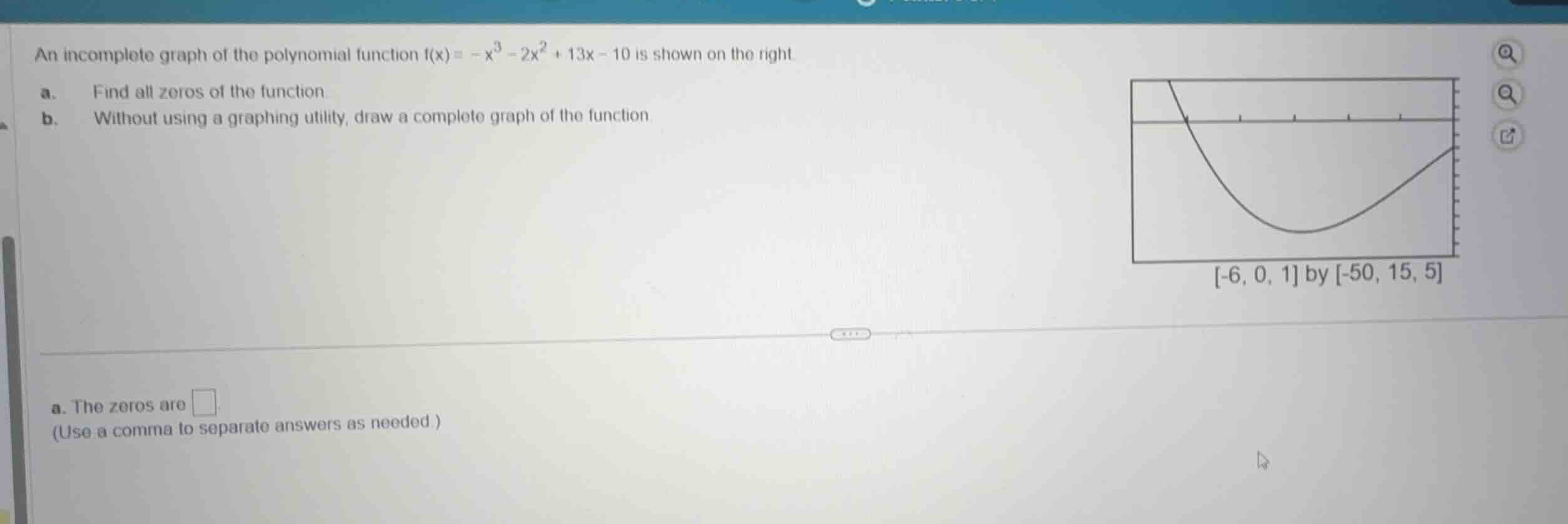 an incomplete graph of the polynomial function \\(f(x) = -x^3 - 2x^2 + …