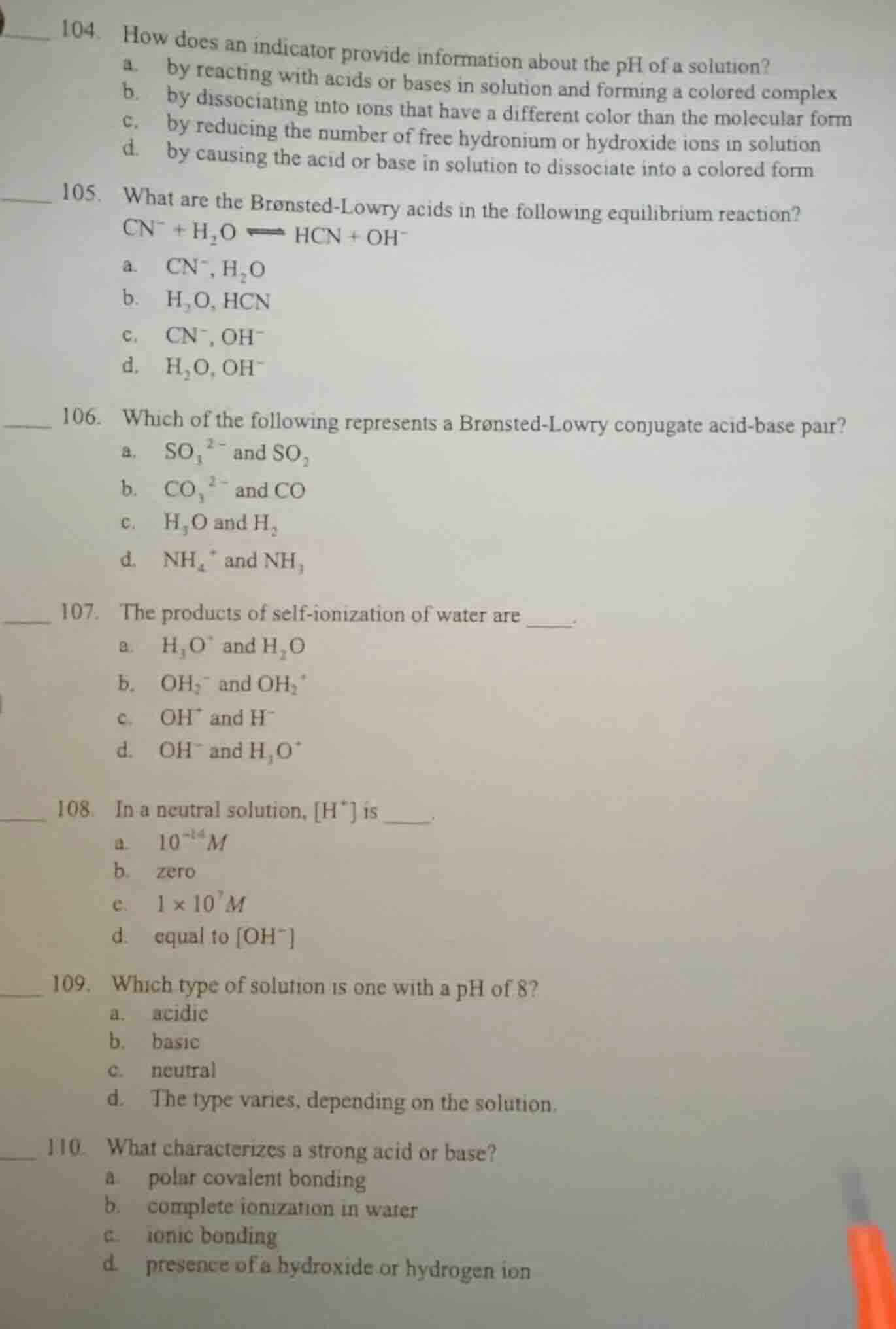 104. how does an indicator provide information about the ph of a soluti…