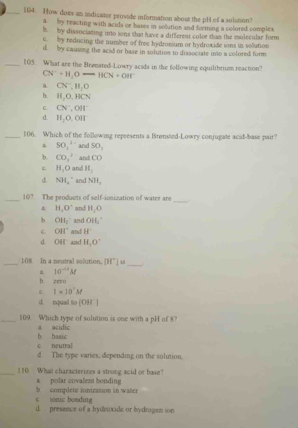 104. how does an indicator provide information about the ph of a soluti…