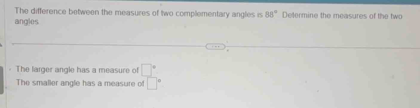 the difference between the measures of two complementary angles is \\(8…