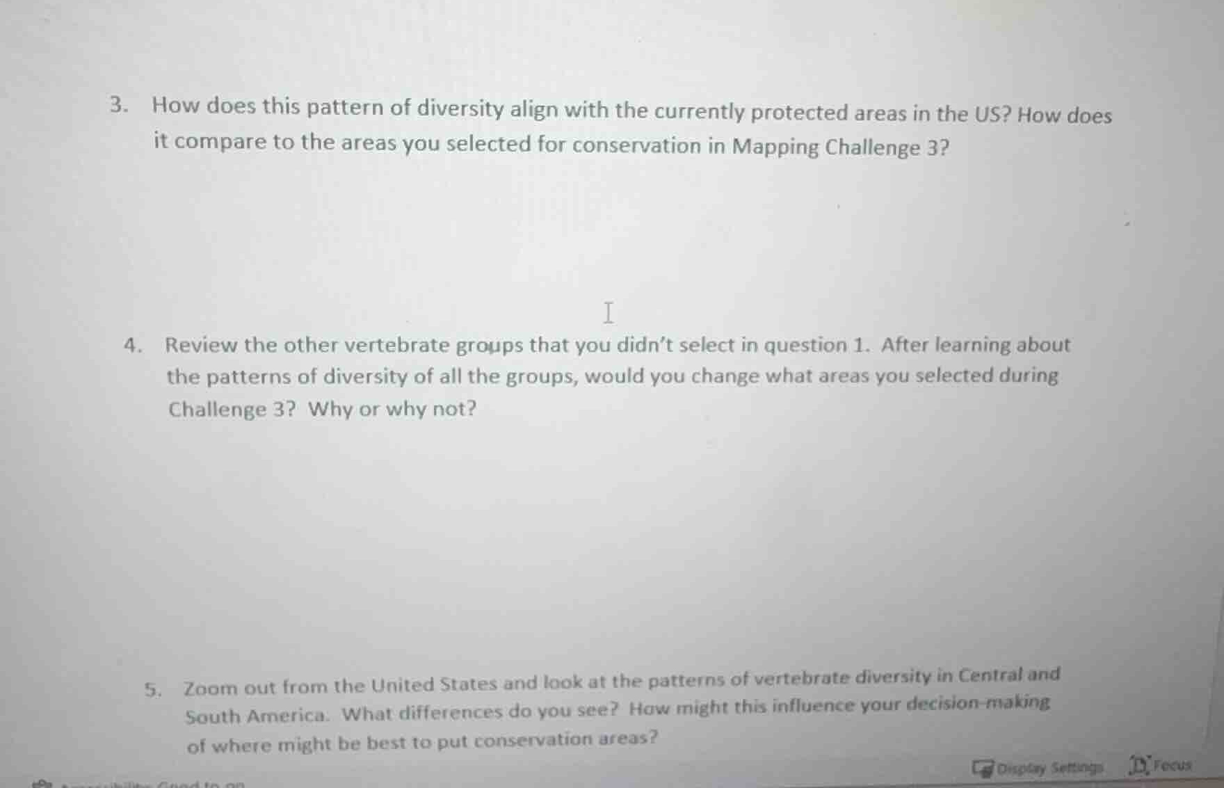 3. how does this pattern of diversity align with the currently protecte…