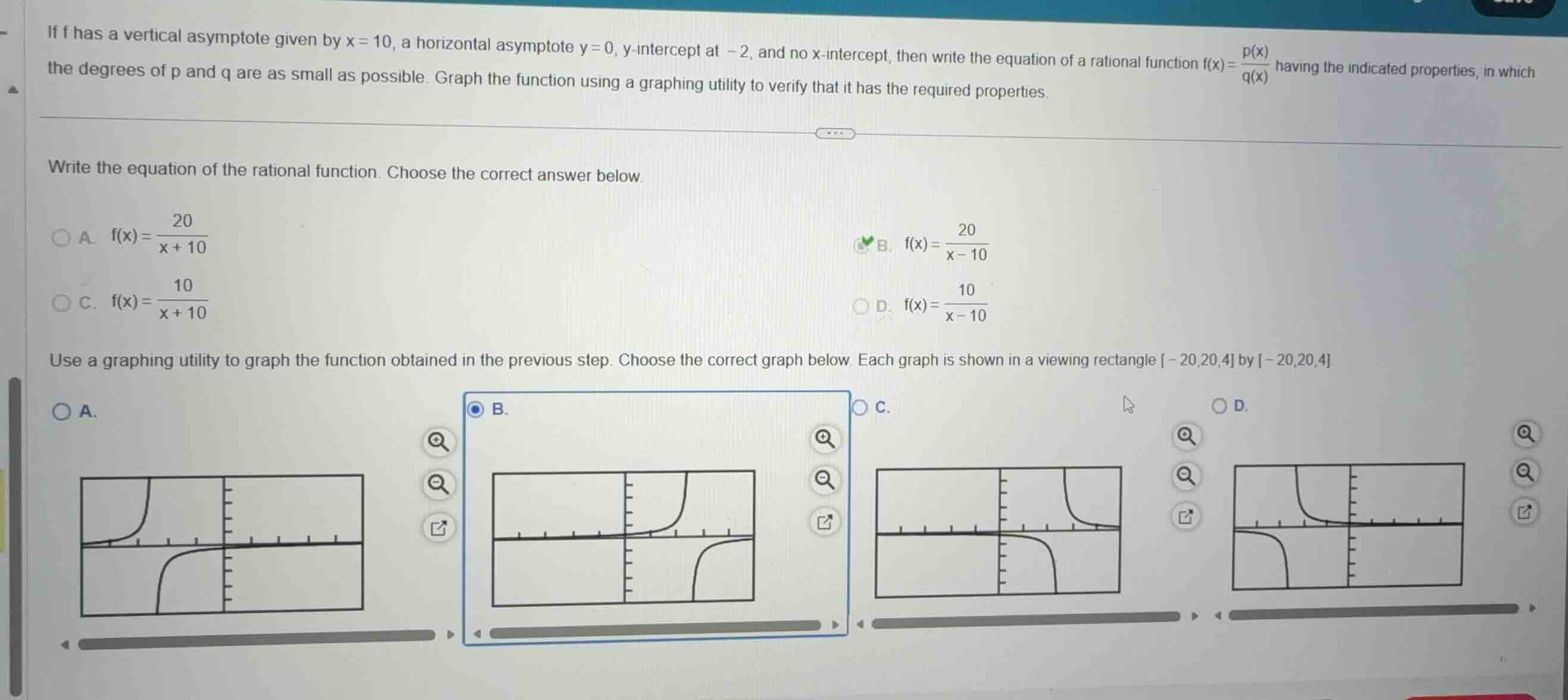 if f has a vertical asymptote given by x = 10, a horizontal asymptote y…