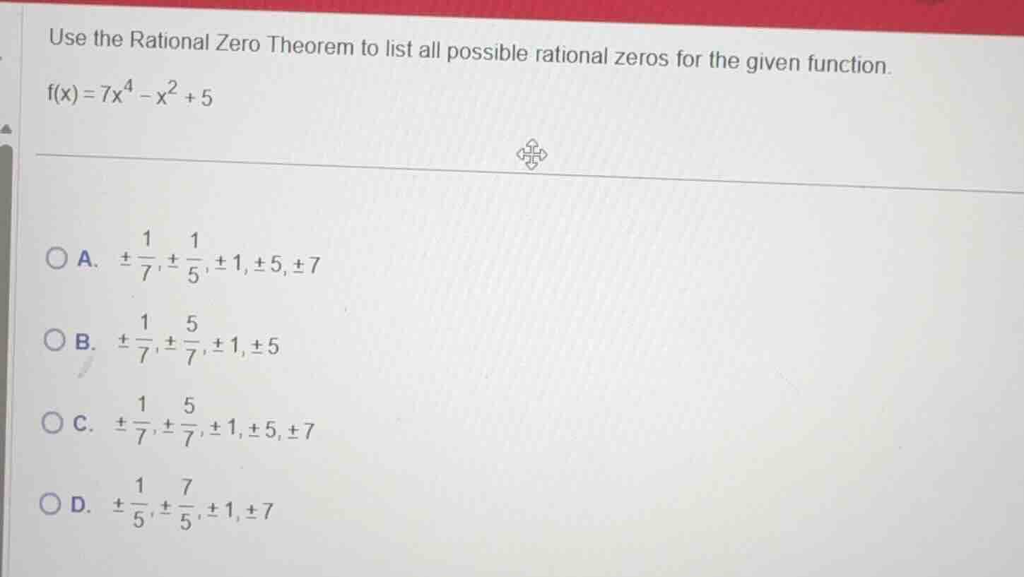use the rational zero theorem to list all possible rational zeros for t…