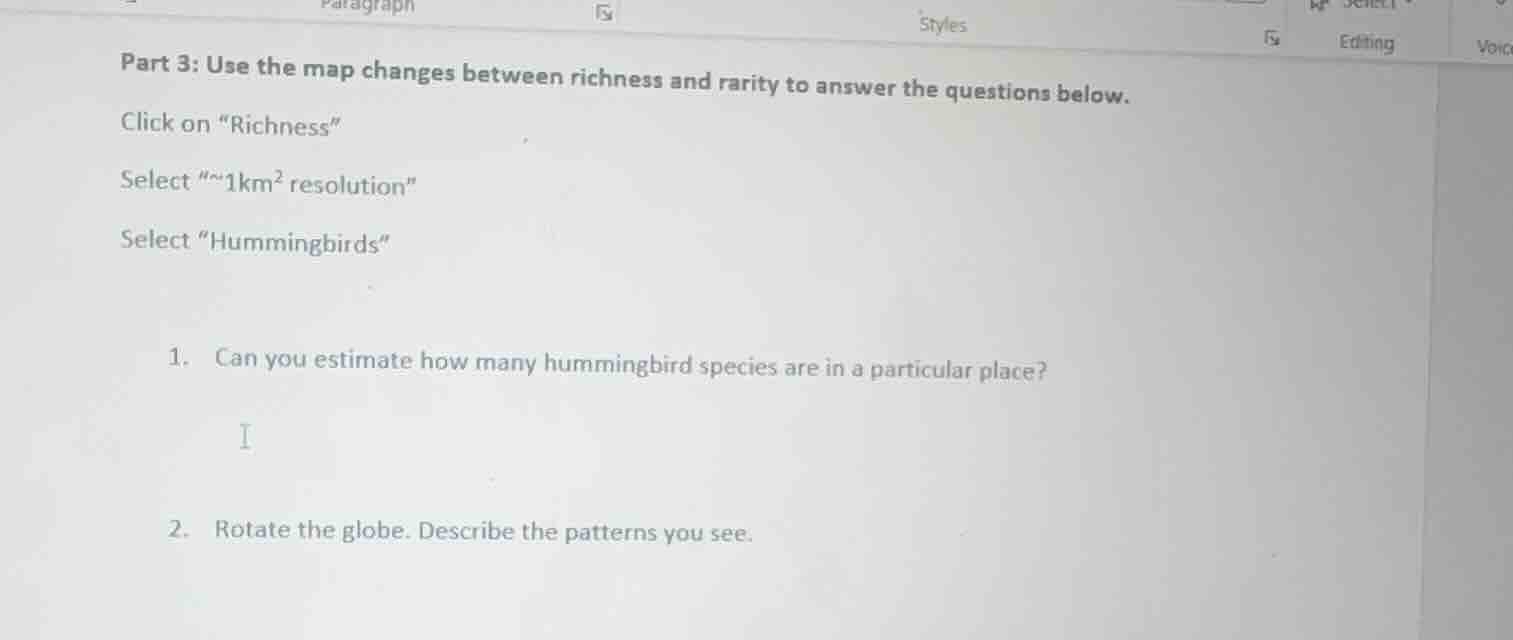 part 3: use the map changes between richness and rarity to answer the q…