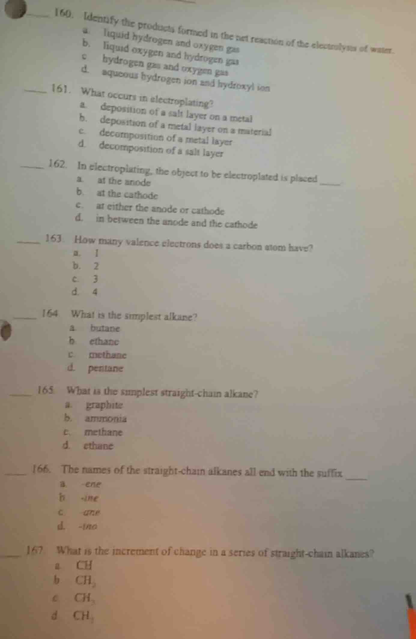 160. identify the products formed in the net reaction of the electrolys…