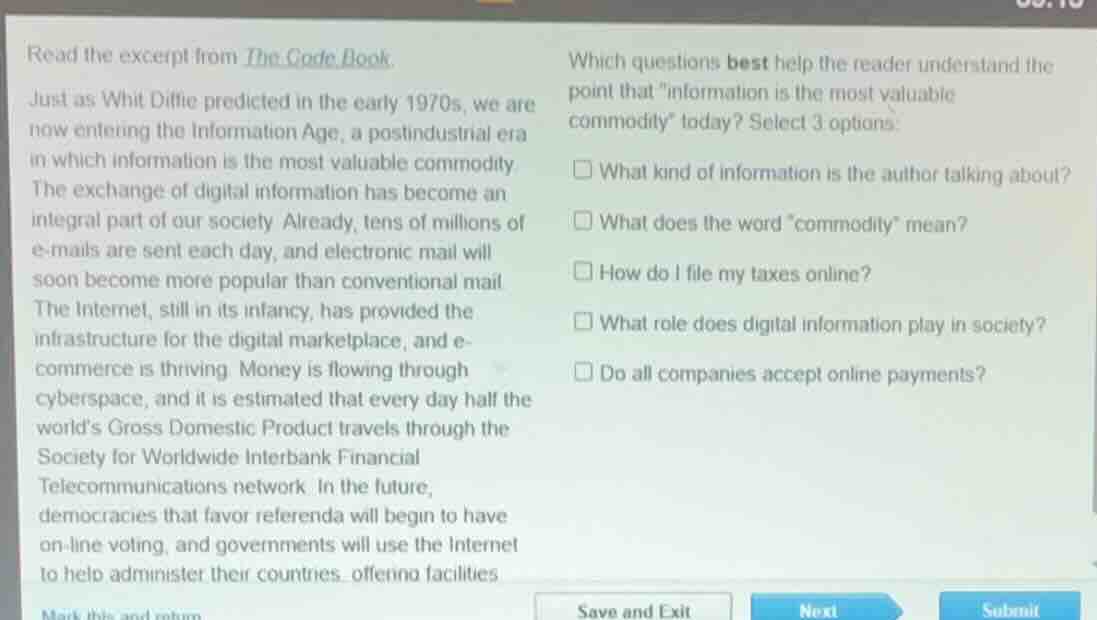 read the excerpt from the code book. just as whit diffie predicted in t…