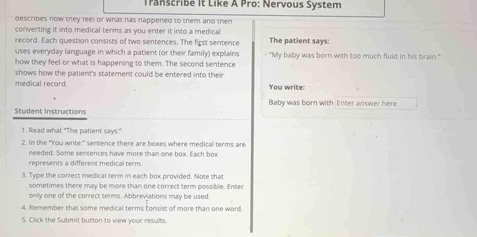 transcribe it like a pro: nervous system describes how they feel or wha…