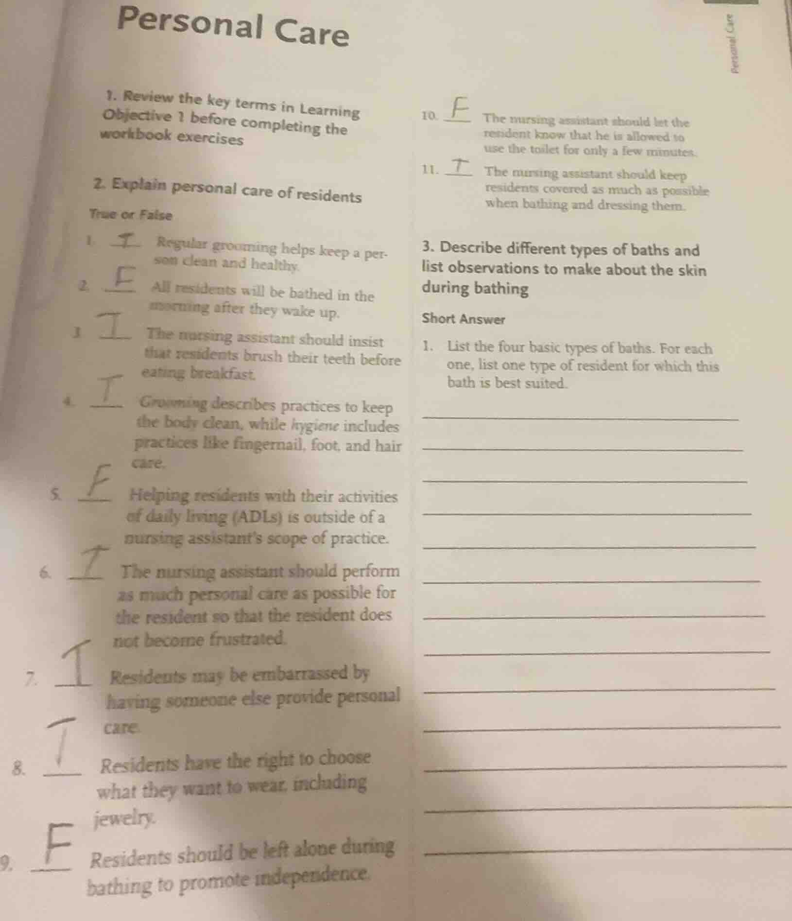 personal care 1. review the key terms in learning objective 1 before co…