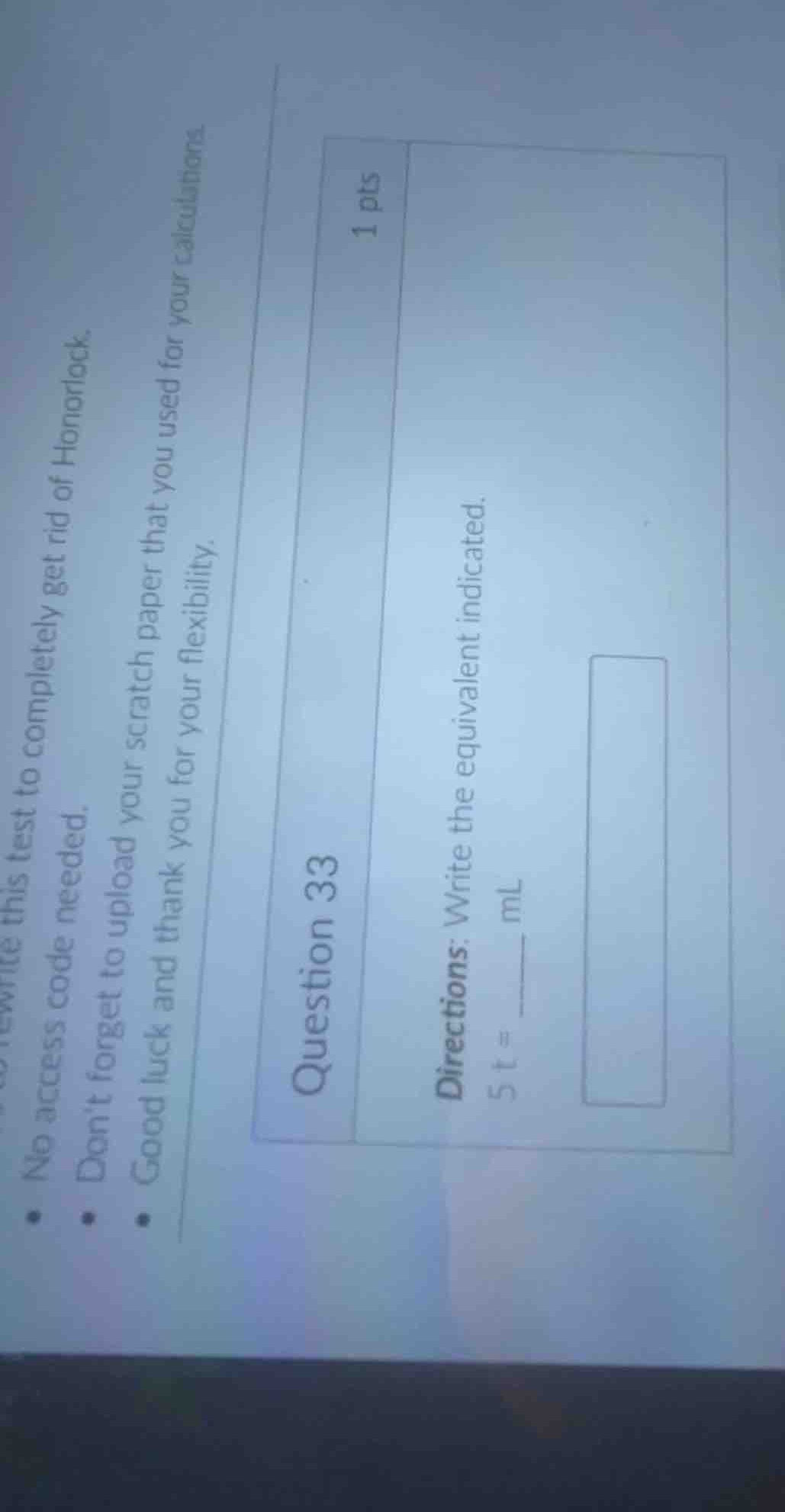 question 33 1 pts directions: write the equivalent indicated. \\(5\\tex…