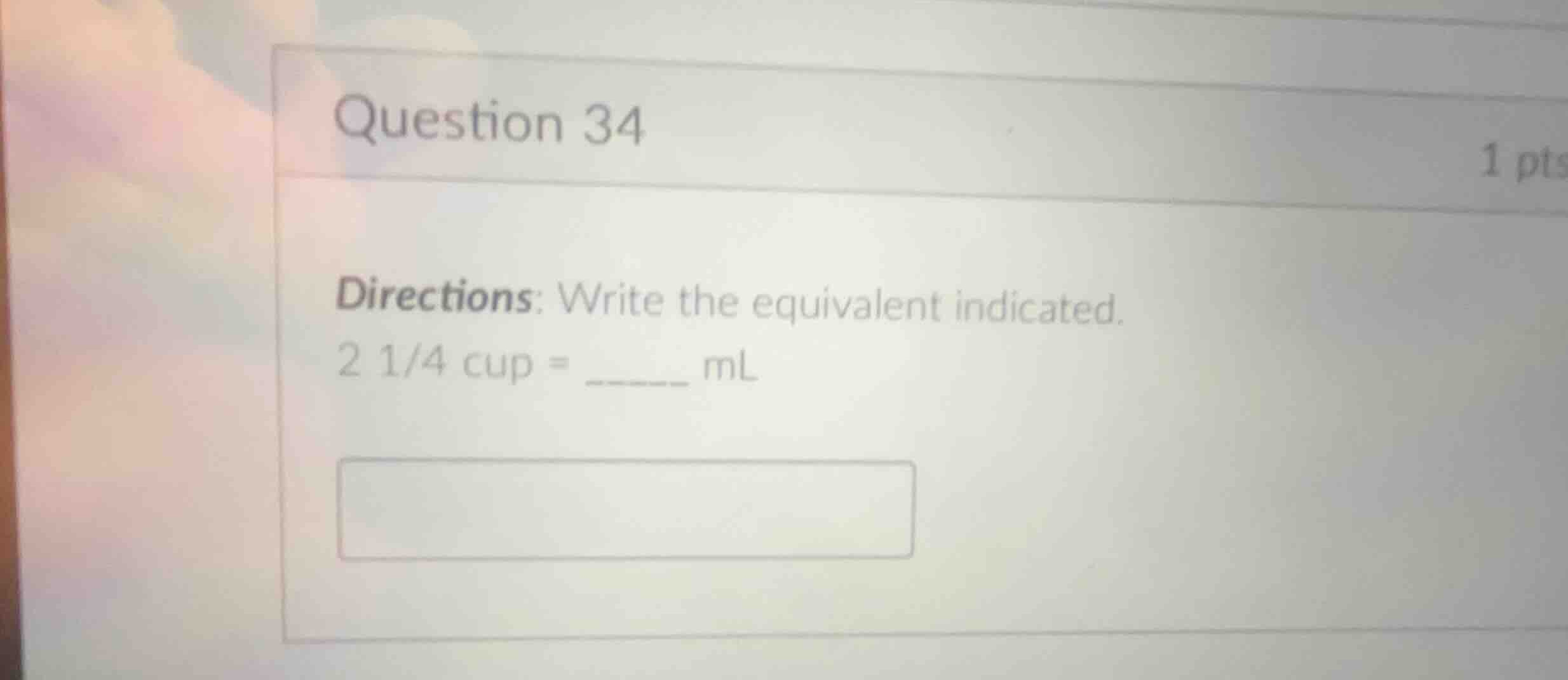 question 34 directions: write the equivalent indicated. \\(2\\frac{1}{4…