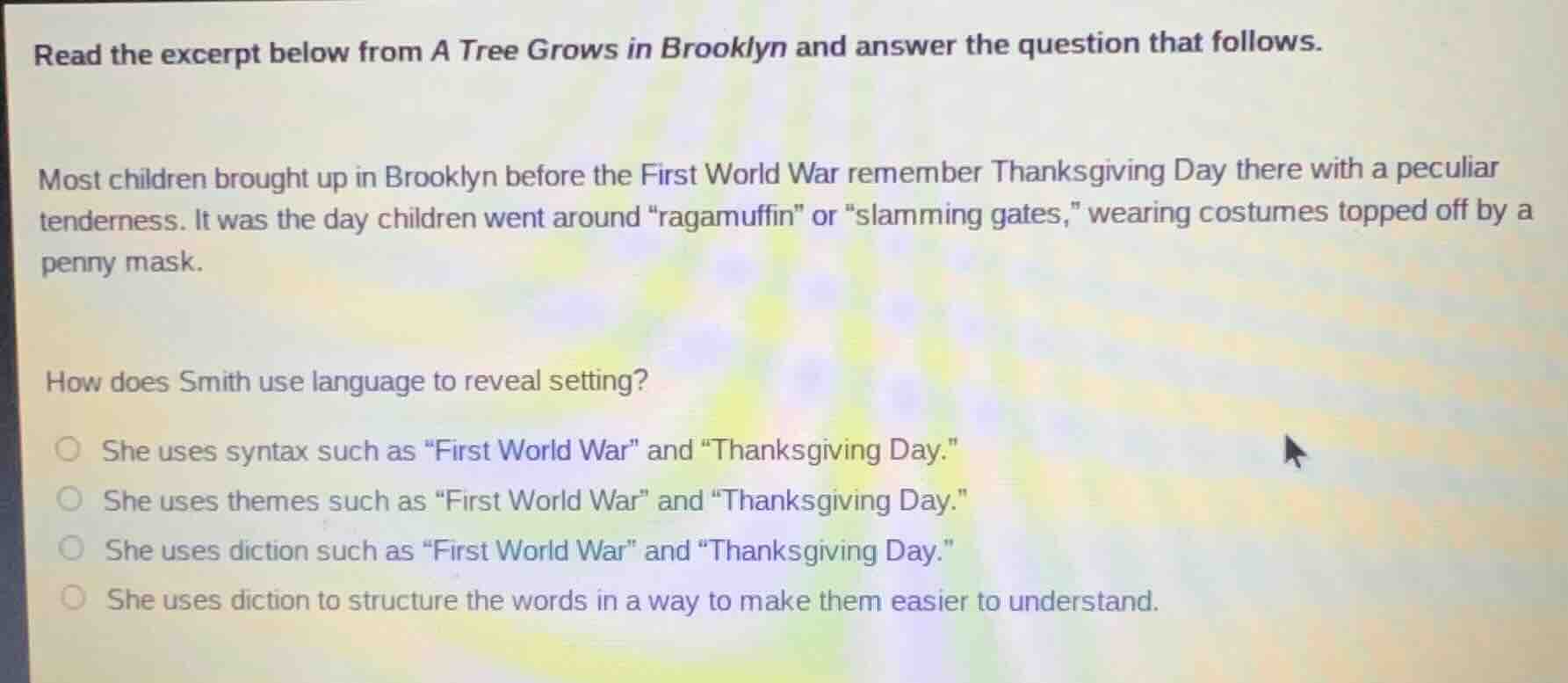 read the excerpt below from a tree grows in brooklyn and answer the que…