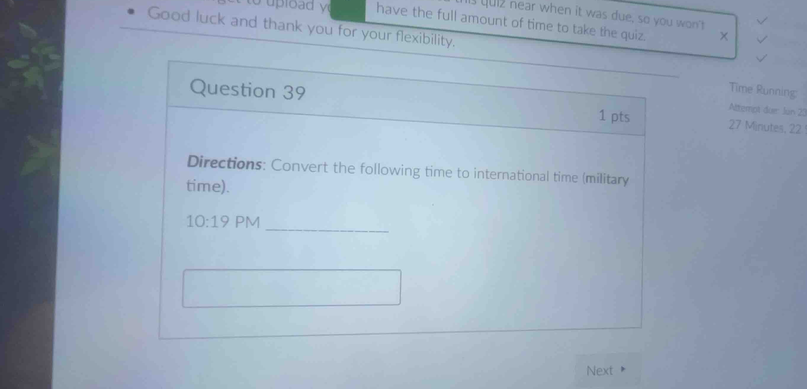 question 39 directions: convert the following time to international tim…