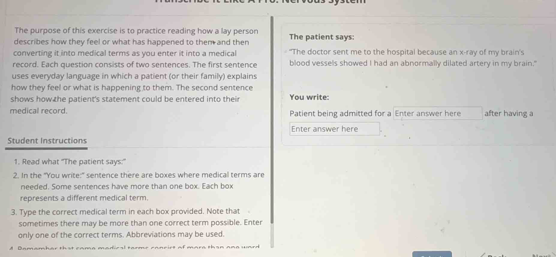 transcribe it like a pro: nervous system the purpose of this exercise i…
