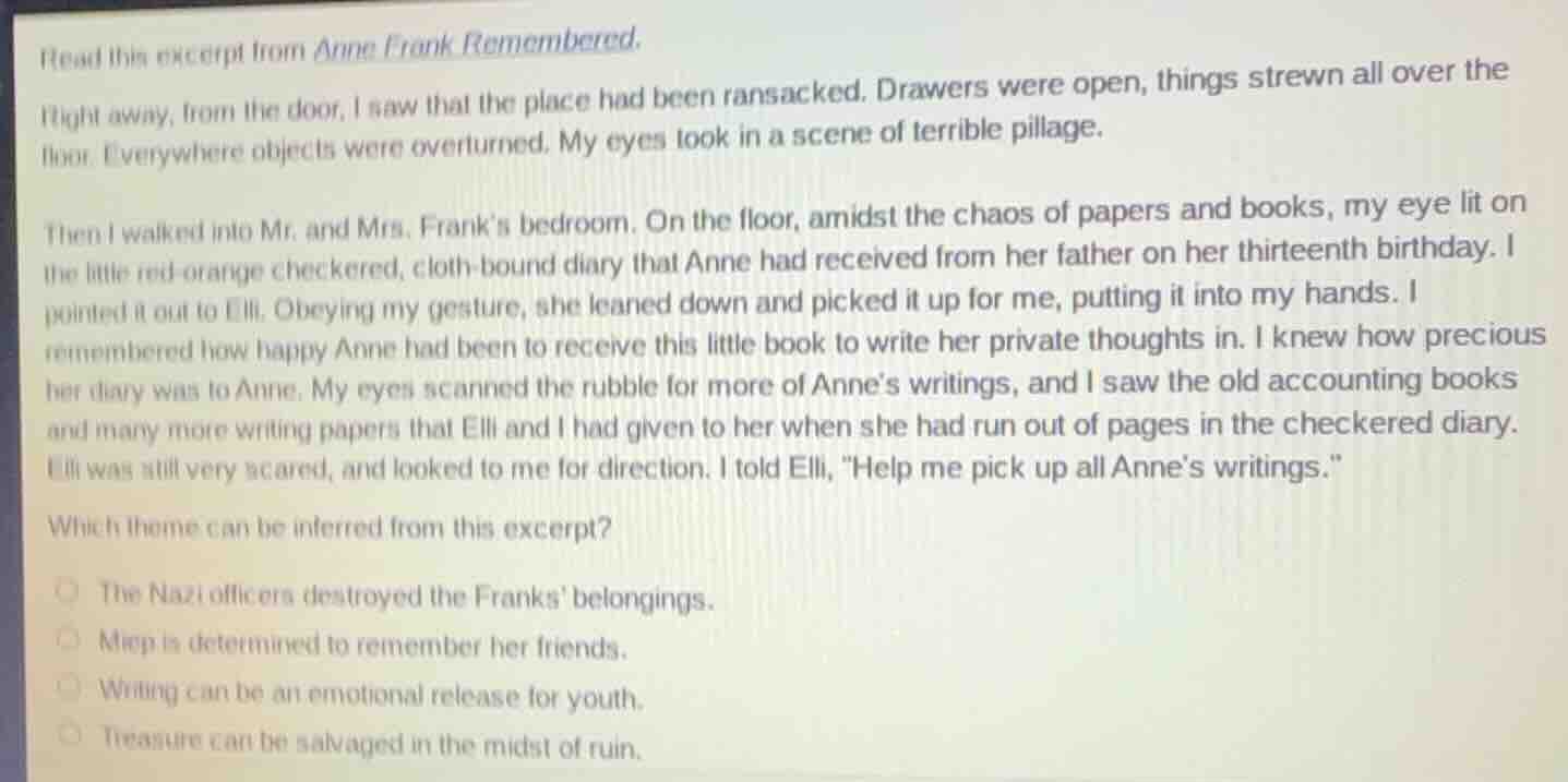 read this excerpt from anne frank remembered. right away, from the door…