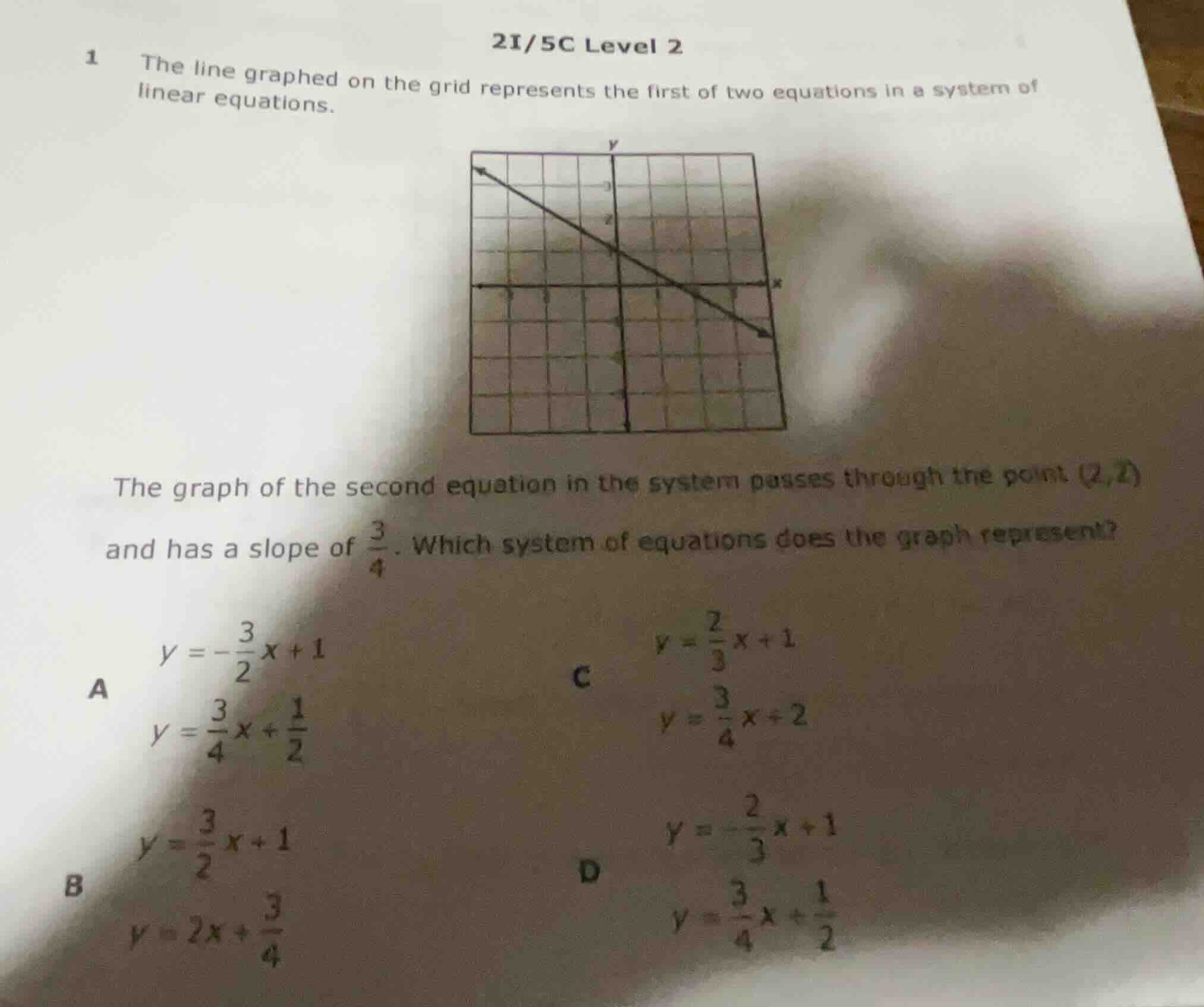 2i/5c level 2 1 the line graphed on the grid represents the first of tw…