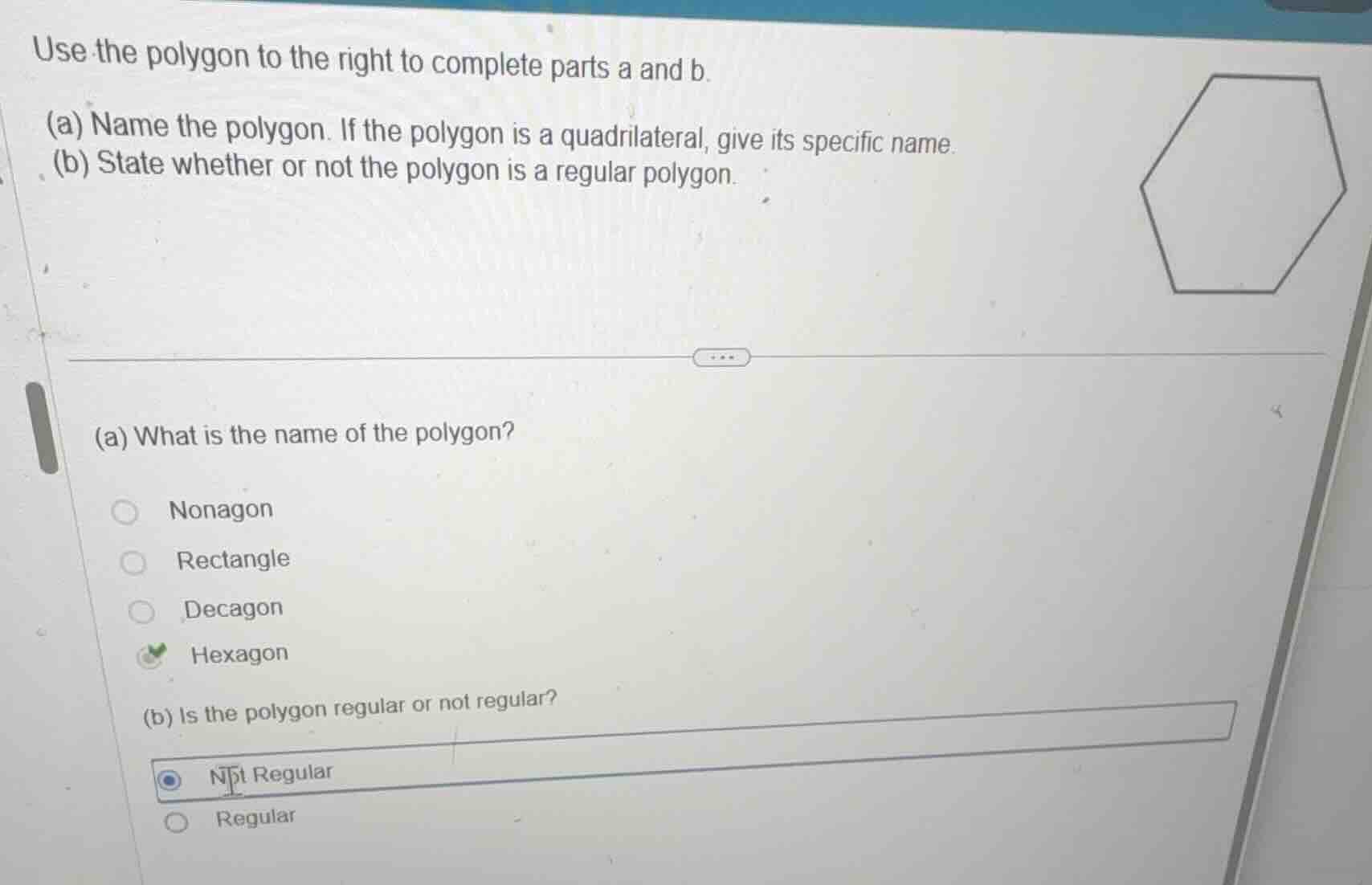 use the polygon to the right to complete parts a and b. (a) name the po…