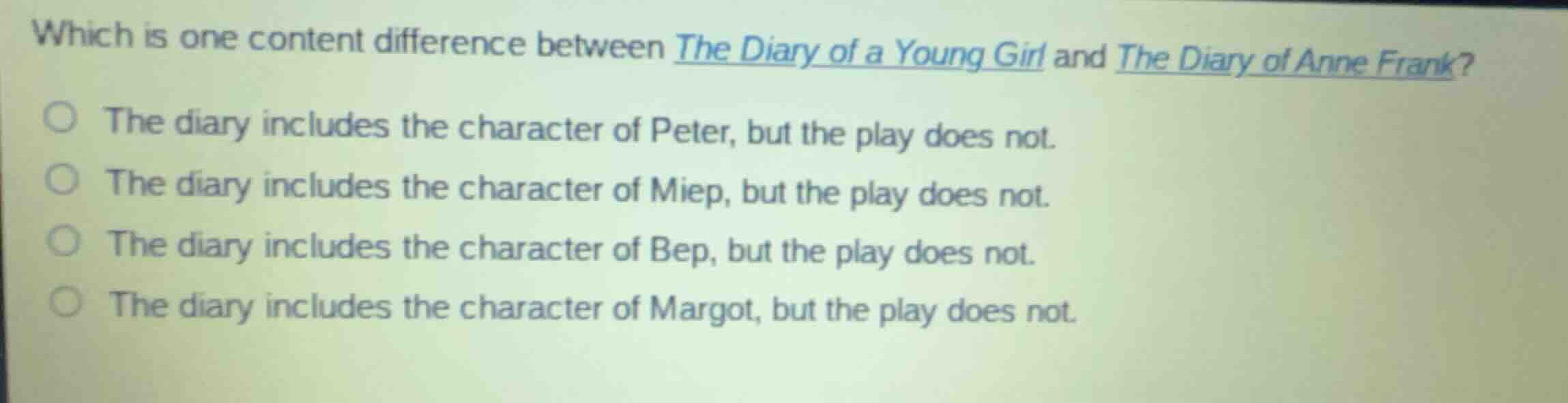 which is one content difference between the diary of a young girl and t…