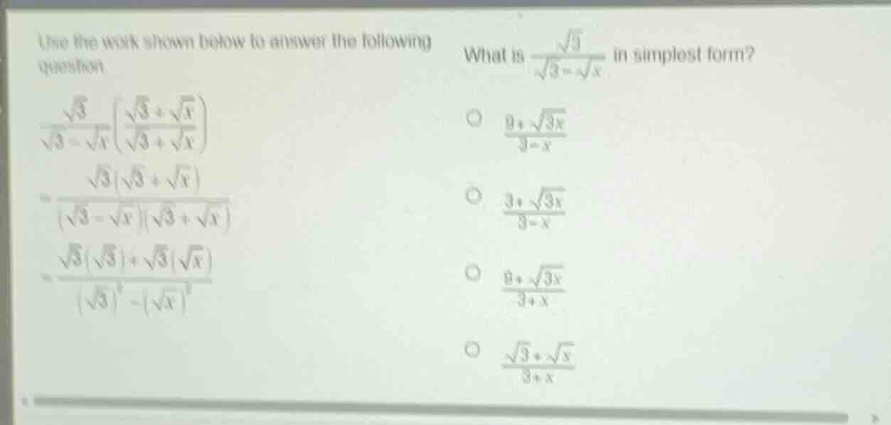 use the work shown below to answer the following question. \\\\frac{\\s…