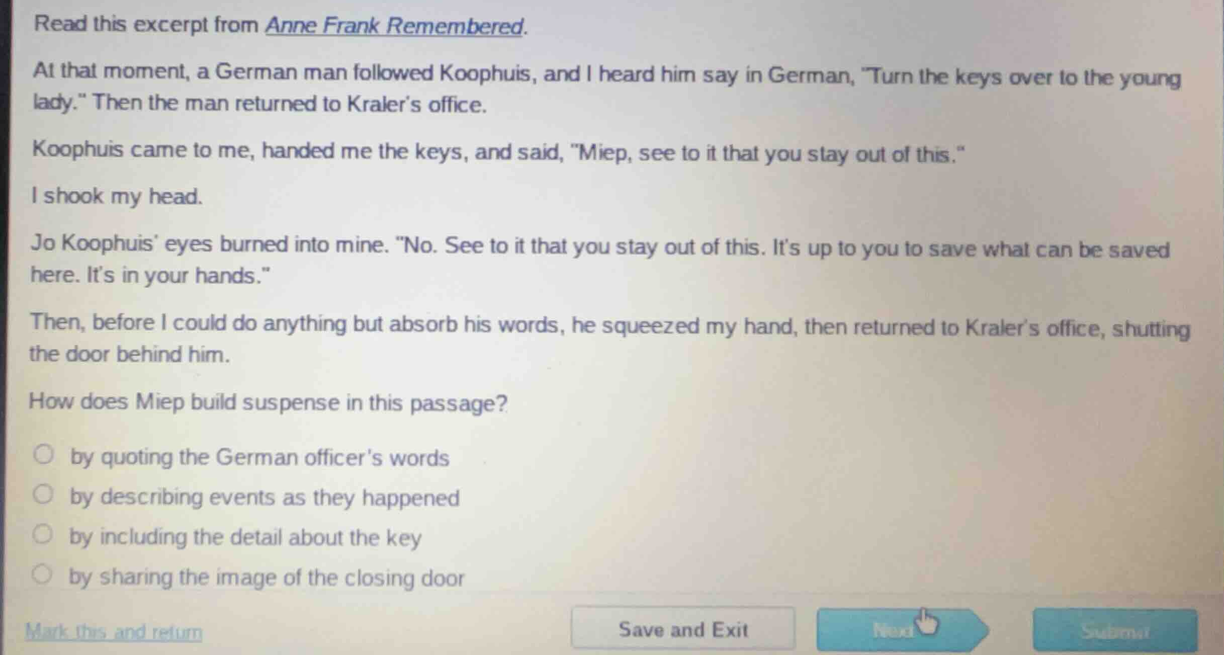 read this excerpt from anne frank remembered. at that moment, a german …