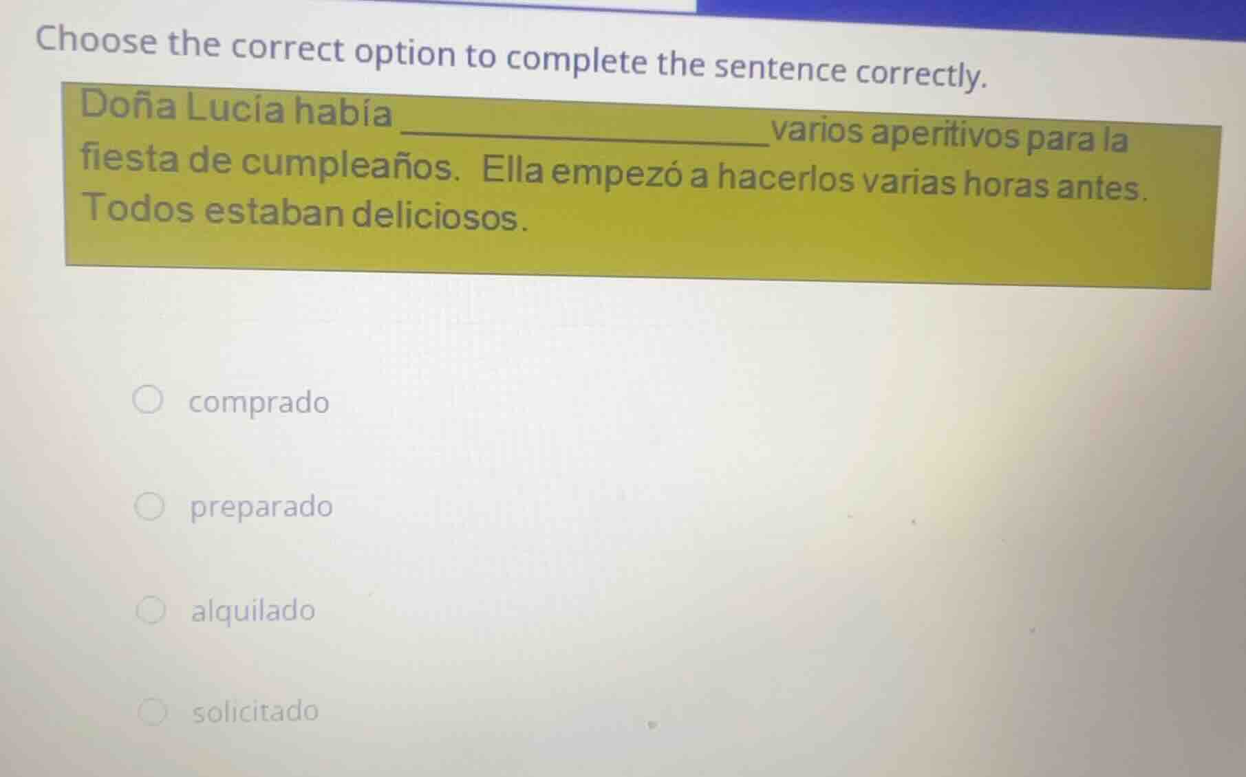 choose the correct option to complete the sentence correctly. doña lucí…