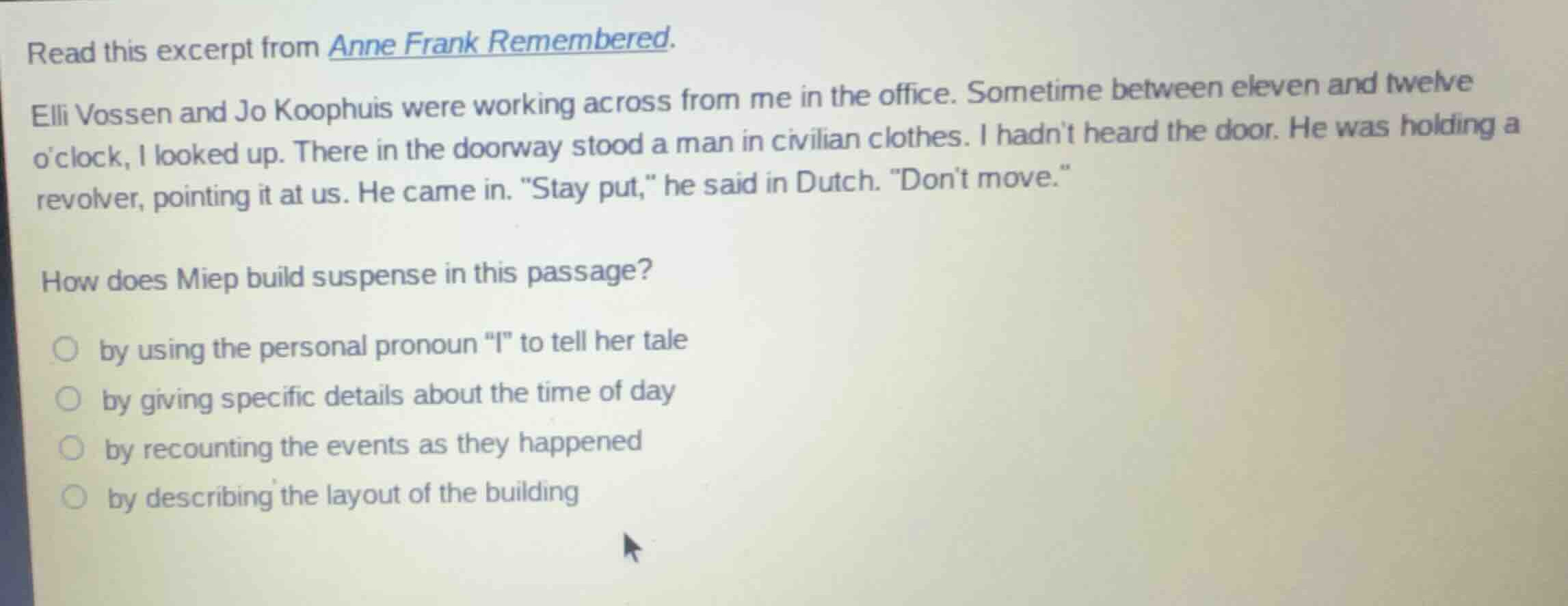 read this excerpt from anne frank remembered. elli vossen and jo koophu…