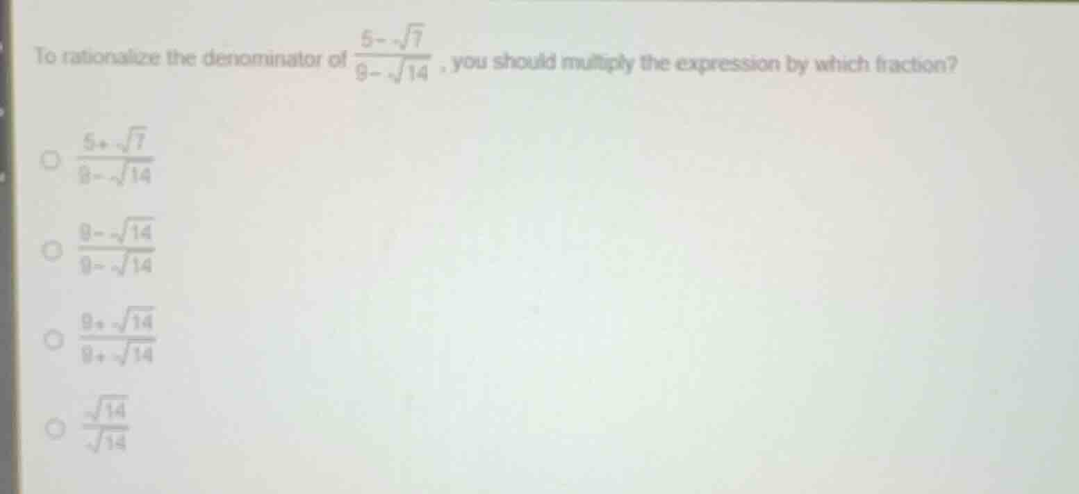 to rationalize the denominator of \\(\\frac{5 - \\sqrt{7}}{9 - \\sqrt{1…