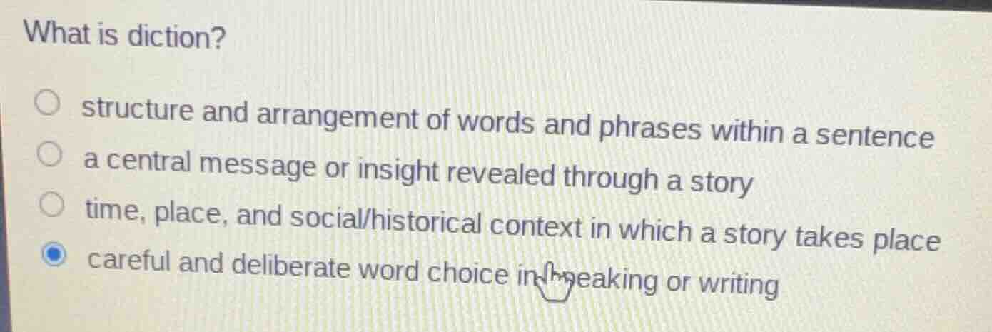 what is diction? structure and arrangement of words and phrases within …