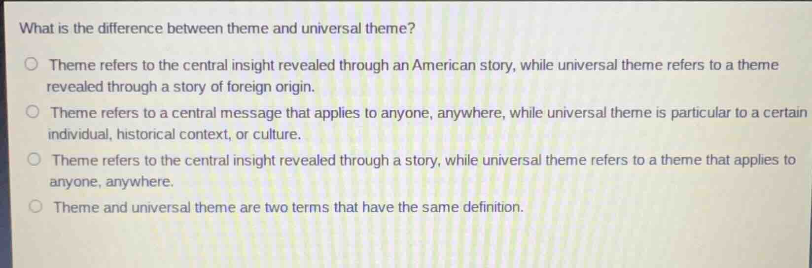 what is the difference between theme and universal theme? theme refers …