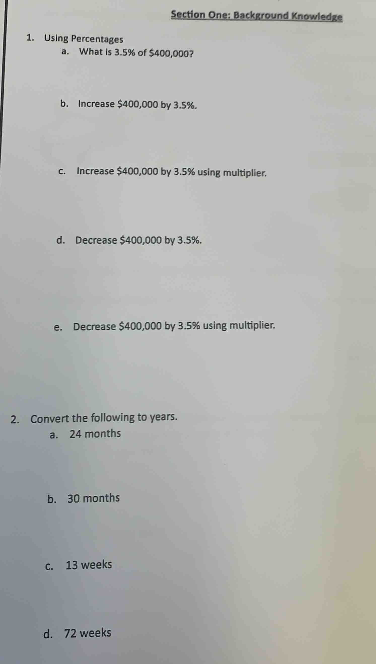 section one: background knowledge 1. using percentages a. what is 3.5% …