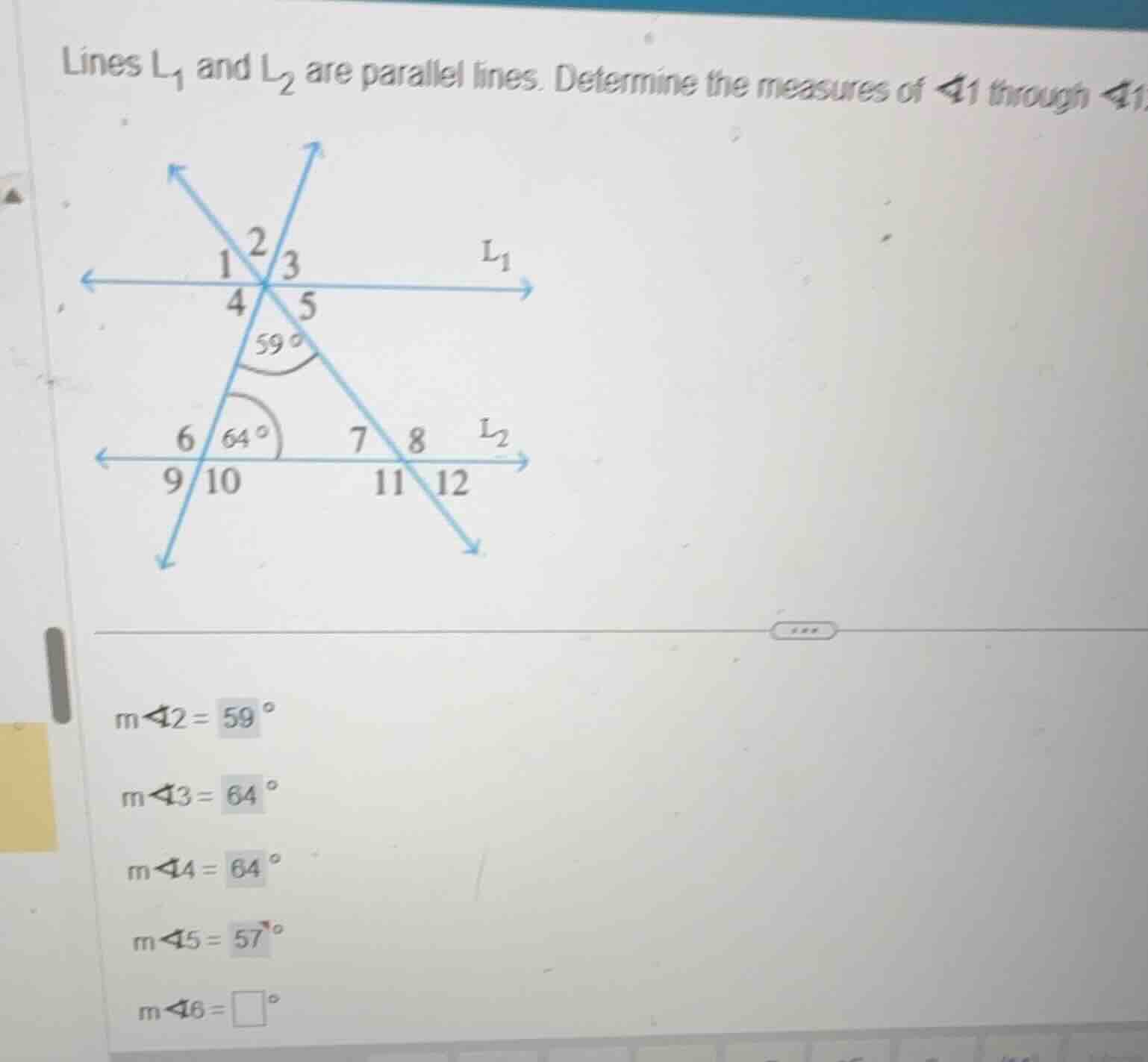 lines \\(l_1\\) and \\(l_2\\) are parallel lines. determine the measure…