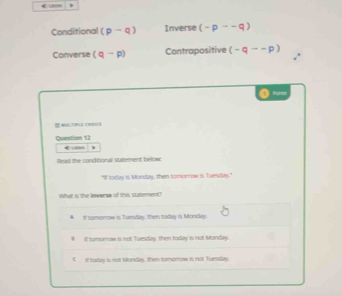 conditional \\(p \ ightarrow q\\) inverse \\(\\sim p \ ightarrow \\sim …
