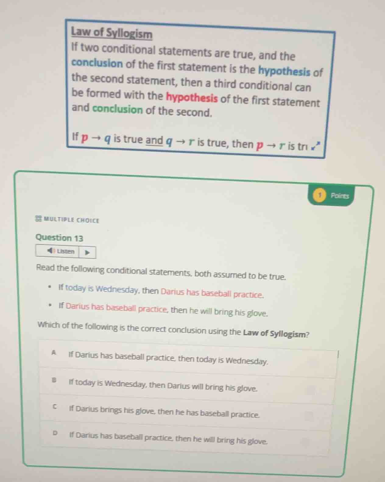 law of syllogism if two conditional statements are true, and the conclu…