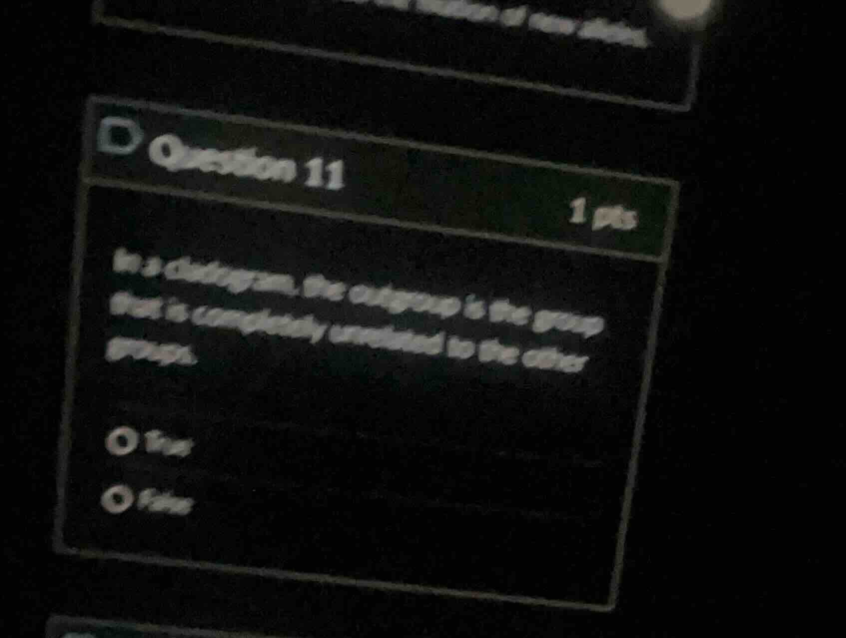 question 11 1 pts in a cladogram, the outgroup is the group that is com…