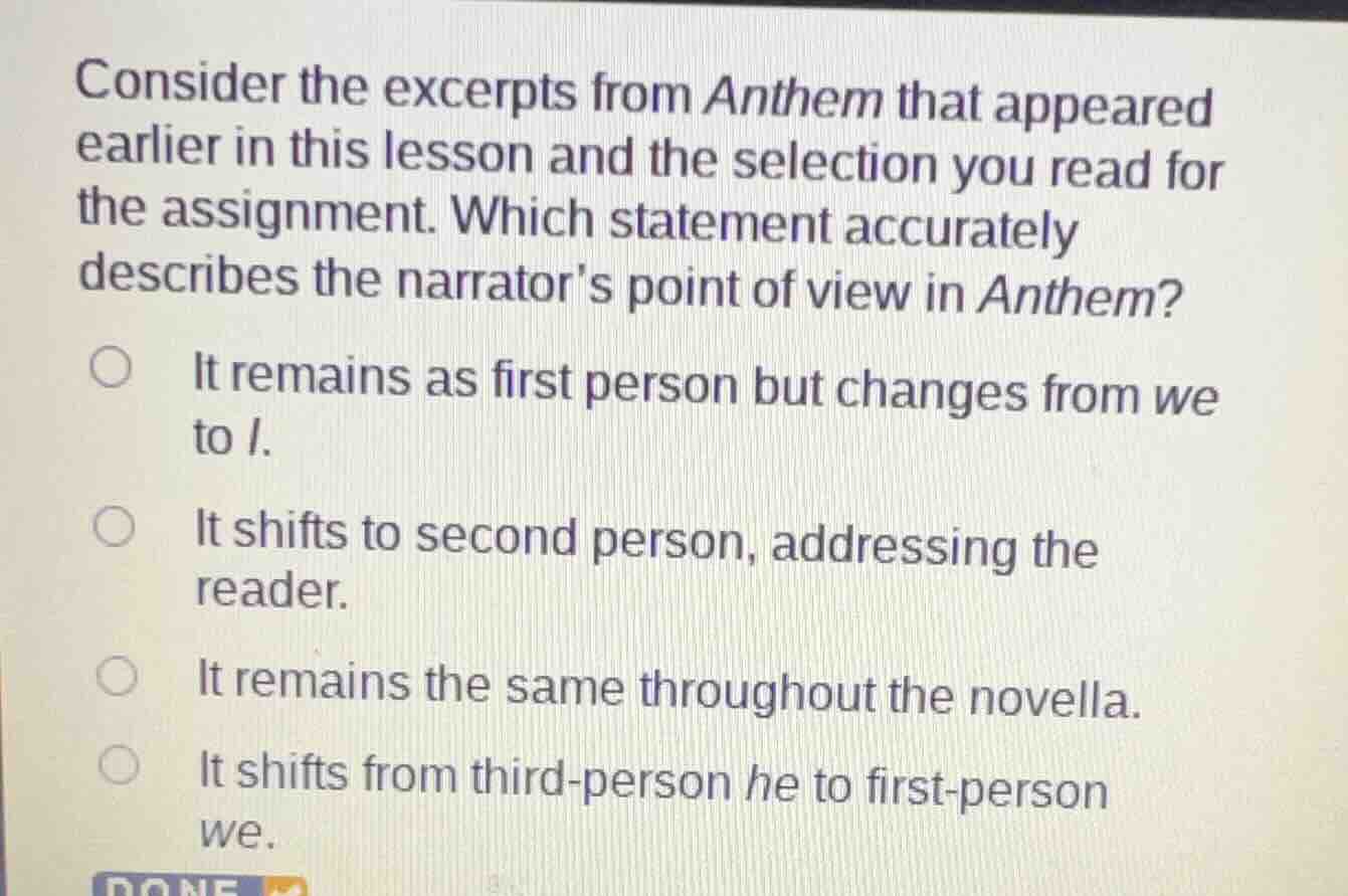 consider the excerpts from anthem that appeared earlier in this lesson …