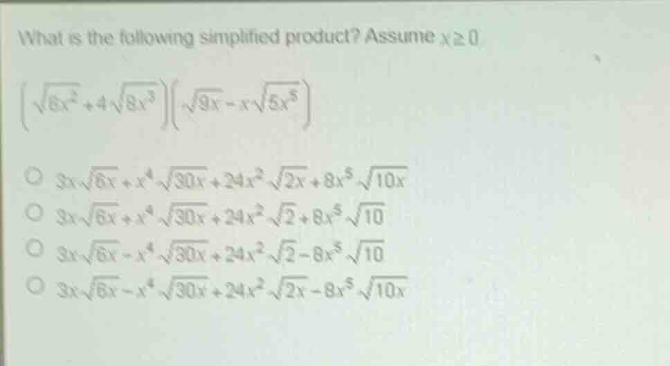 what is the following simplified product? assume \\(x \\ge 0\\). \\(\\l…