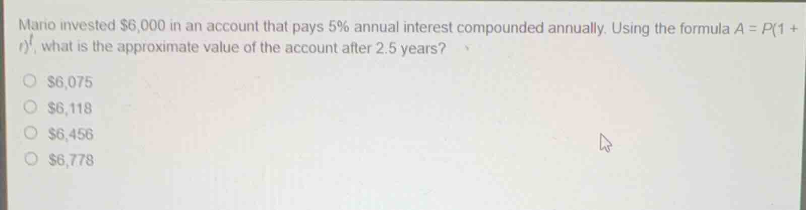 mario invested \\$6,000 in an account that pays 5\\% annual interest co…