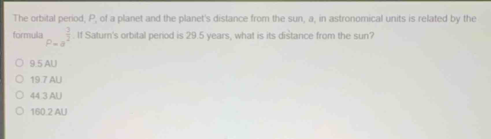 the orbital period, \\(p\\), of a planet and the planets distance from …