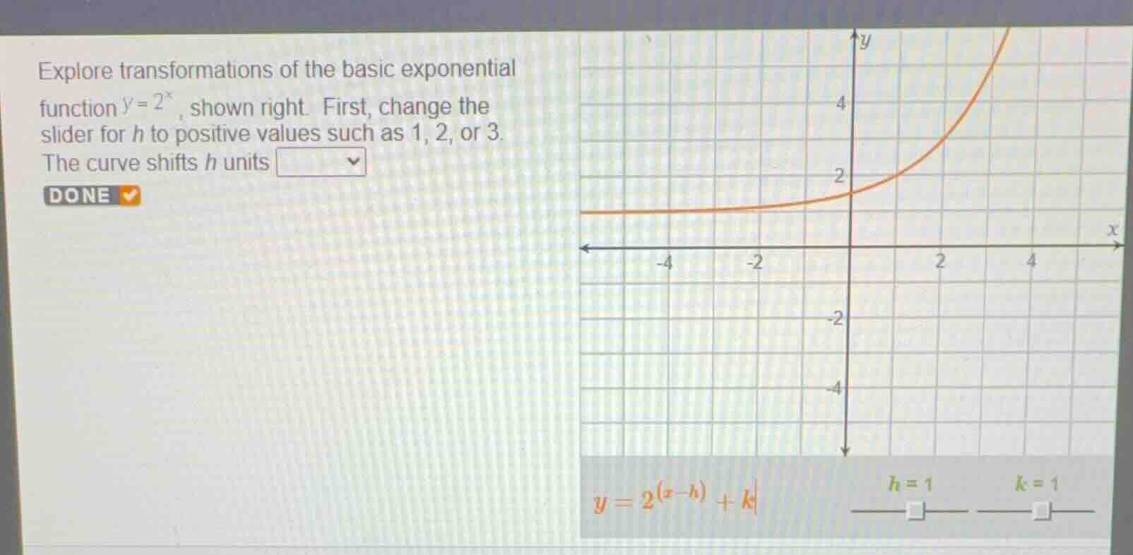 explore transformations of the basic exponential function \\(y = 2^x\\)…