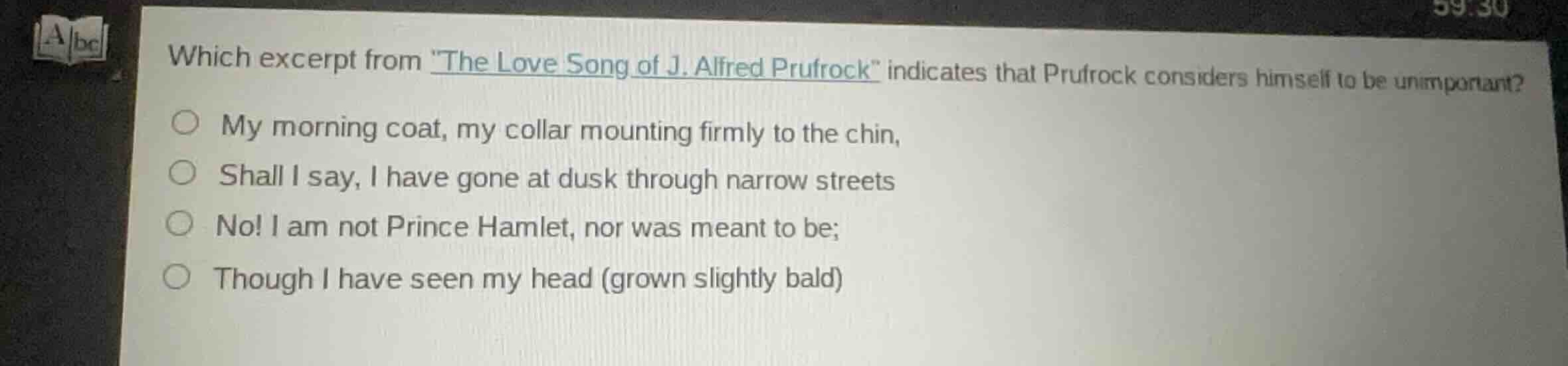 which excerpt from \the love song of j. alfred prufrock\ indicates that…