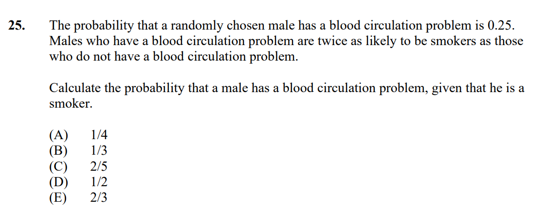25. the probability that a randomly chosen male has a blood circulation…