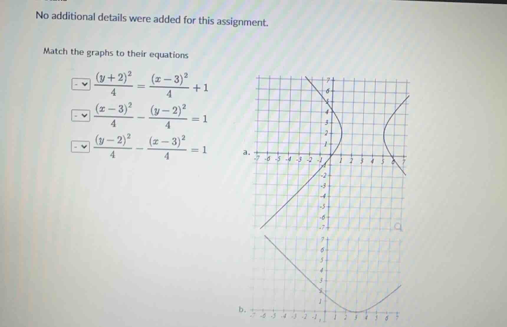 no additional details were added for this assignment. match the graphs …