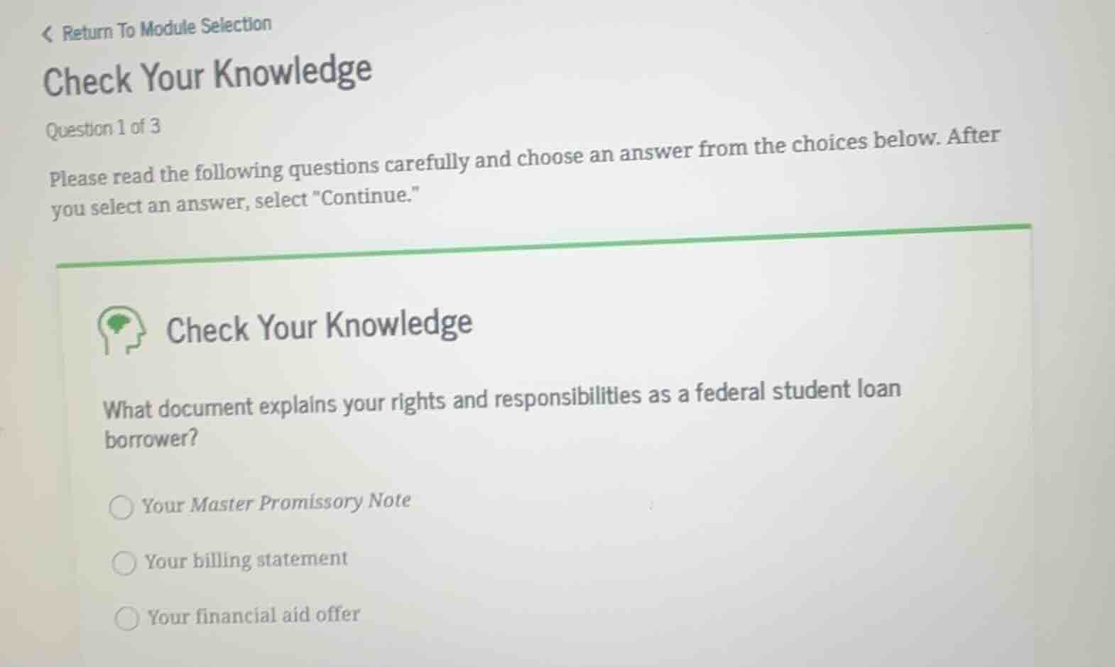 check your knowledge question 1 of 3 please read the following question…