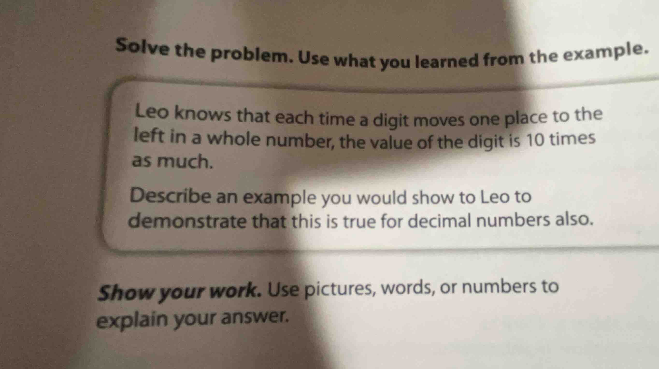 solve the problem. use what you learned from the example. leo knows tha…
