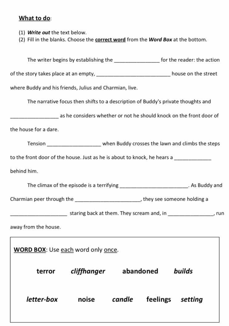 what to do: (1) write out the text below. (2) fill in the blanks. choos…