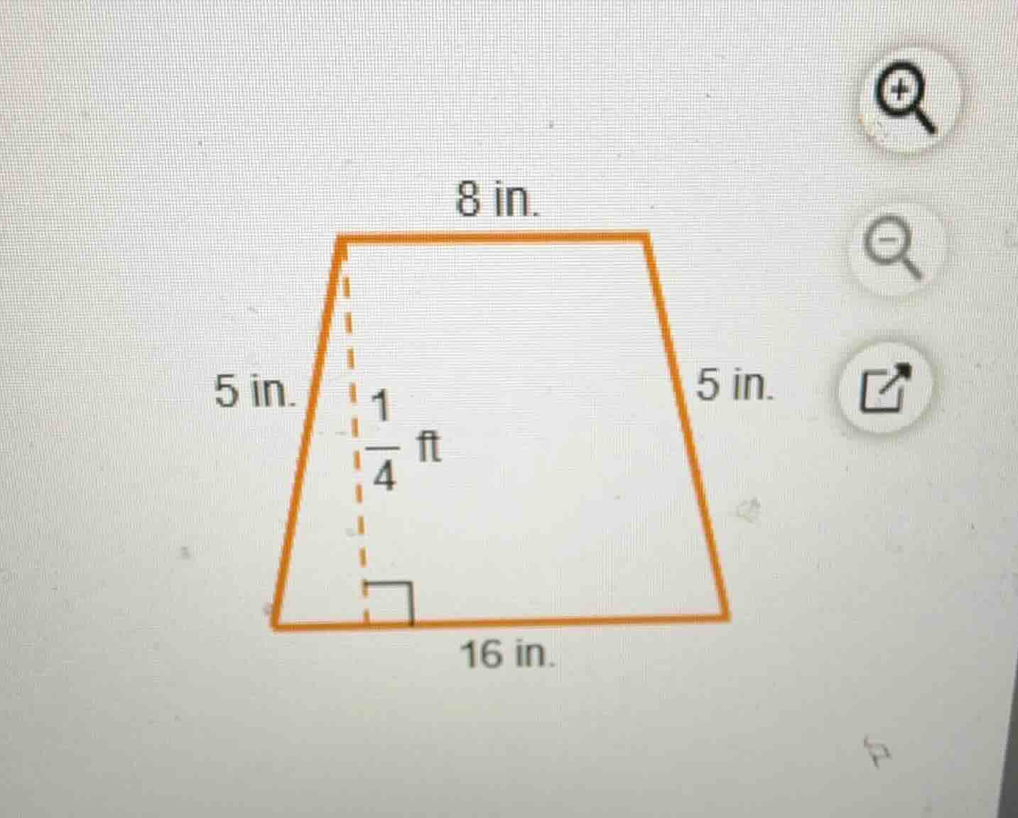 8 in. 5 in. \\frac{1}{4} ft 5 in. 16 in.