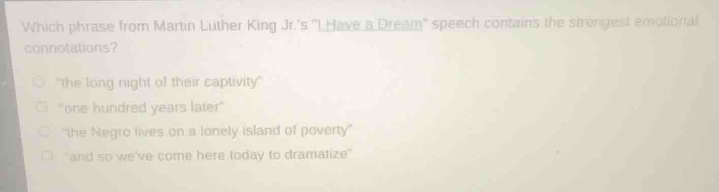 which phrase from martin luther king jr.s \i have a dream\ speech conta…