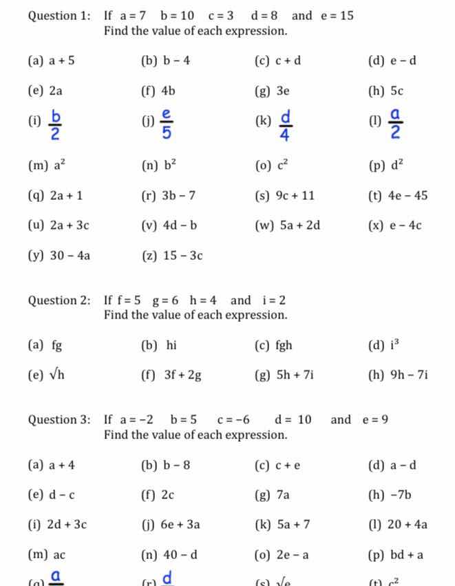 question 1: if \\(a = 7\\) \\(b = 10\\) \\(c = 3\\) \\(d = 8\\) and \\(…