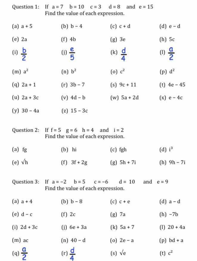 question 1: if \\(a = 7\\), \\(b = 10\\), \\(c = 3\\), \\(d = 8\\) and …
